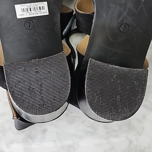 Womens Sz 7W Black Witchy Whimsigoth Goth Lace Up Block Heel - Picture 12 of 14